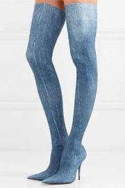 Balenciaga Denim Print Knife Thigh High Boots at Balenciaga