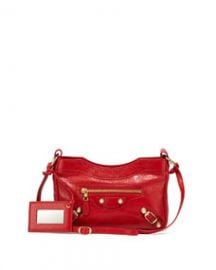 Balenciaga Giant 12 Golden Lambskin Shoulder Bag Red at Neiman Marcus