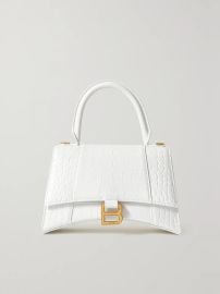 Balenciaga Hourglass small glossed croc effect leather tote at Net a Porter