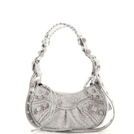 Balenciaga Le Cagole Giant Studs Shoulder Bag Rhinestones XS Silver 1892051 at Rebag