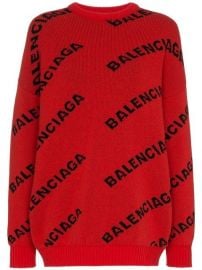 Balenciaga Logo Print Wool Jumper - Farfetch at Farfetch