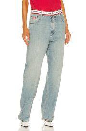 Balenciaga Logo Waistband Jean in Blue  White Stripe  FWRD at Forward