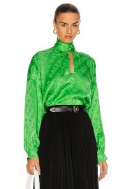 Balenciaga Long Sleeve Printed Blouse in Apple Green   FWRD at Forward