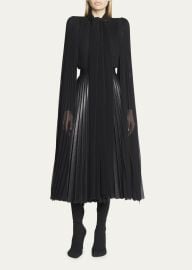 Balenciaga Pleated Long-Sleeve Blouse with Scarf - at Bergdorf Goodman