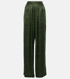 Balenciaga Printed silk satin wide leg pants at Mytheresa