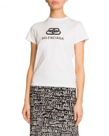 Balenciaga Short-Sleeve Logo T-Shirt at Neiman Marcus