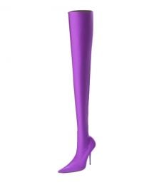 Balenciaga Stretch Pointed-Toe Over-the-Knee Boot  Ultraviolet at Neiman Marcus