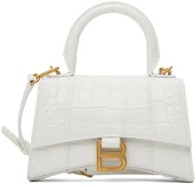 Balenciaga White Croc XS Hourglass Bag at ssense