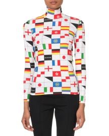 BalenciagaMulti-Flag Check Turtleneck Top at Bergdorf Goodman