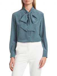 Bali Polka-Dot Silk Tieneck Blouse at Saks Fifth Avenue