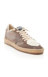 Ball Star Glittered Leather-Trimmed Mesh Sneakers By Golden Goose at Moda Operandi