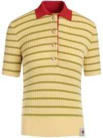 Bally Striped Knitted Polo Shirt Yellow at Farfetch