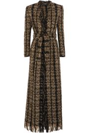 Balmain   Belted metallic boucl  -tweed coat at Net A Porter