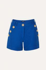 Balmain - Button-embellished cotton shorts at Net A Porter