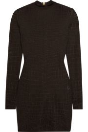 Balmain   Croc-effect knitted mini dress at Net A Porter