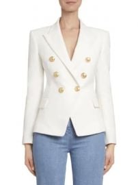 Balmain - Double Breasted Cotton Blazer at Saks Fifth Avenue