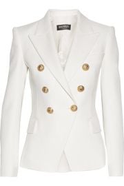 Balmain   Double-breasted basketweave cotton blazer at Net A Porter