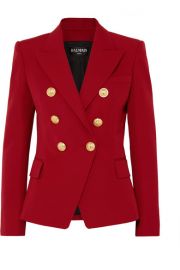 Balmain   Double-breasted grain de poudre wool blazer at Net A Porter