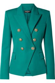 Balmain - Double-breasted grain de poudre wool blazer at Net A Porter