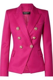 Balmain - Double-breasted wool-twill blazer at Net A Porter