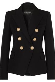 Balmain - Double-breasted wool-twill blazer at Net A Porter