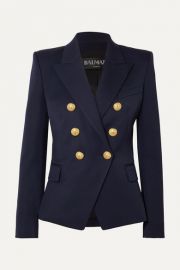 Balmain - Double-breasted wool-twill blazer at Net A Porter