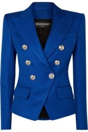 Balmain - Double-breasted woven blazer at Net A Porter