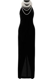 Balmain - Embellished velvet halterneck gown at Net A Porter