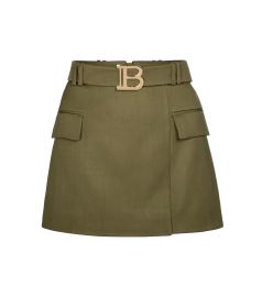 Balmain - Exclusive to   Belted wool miniskirt at Mytheresa