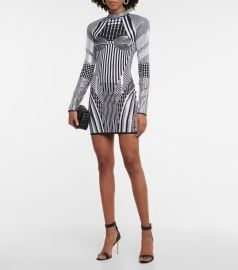 Balmain - Long-sleeved jacquard minidress at Mytheresa