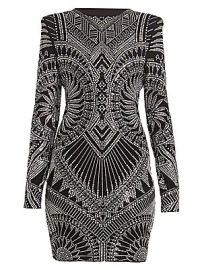 Balmain - Strass Jersey Mini Dress at Saks Fifth Avenue