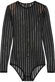 Balmain   Striped stretch-knit bodysuit at Net A Porter