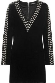 Balmain - Studded velvet mini dress at Net A Porter