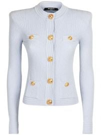 Balmain - Viscose blend buttoned knit cardigan - Light Blue at Luisaviaroma