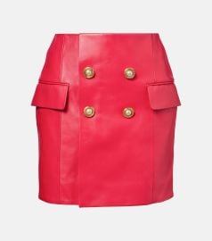Balmain 4 Button Leather Mini Skirt at Mytheresa