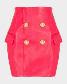 Balmain 4-Button Leather Mini Skirt at Neiman Marcus
