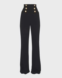 Balmain 6 Button Crepe Wide Leg Pants at Neiman Marcus