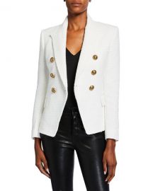 Balmain 6-Button Tweed Double-Breasted Blazer at Neiman Marcus