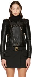 Balmain Black Lambskin Biker Jacket at Ssense