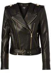 Balmain Black Lambskin Leather Buckle-Belt Jacket at Runway Catalog