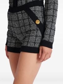 Balmain Button Check Shorts Grey at Farfetch