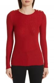 Balmain Button Detail Ribbed Sweater at Nordstrom