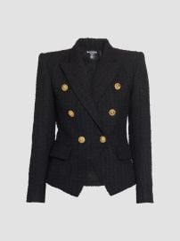 Balmain Button-Detail Tweed Double-Breasted Jacket | Saks Fifth Avenue at Saks Fifth Avenue