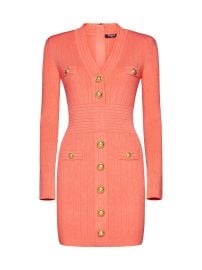 Balmain Button Embellished Fine Knit Dress at Cettire