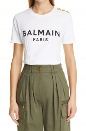 Balmain Button Shoulder Women  x27 s Graphic Tee   Nordstrom at Nordstrom