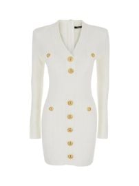 Balmain Button embellished knitted minidress at Balmain