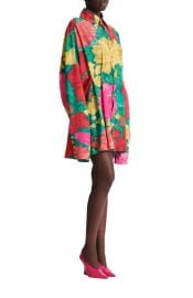 Balmain Crepe shirt dress with roses print at Nordstrom