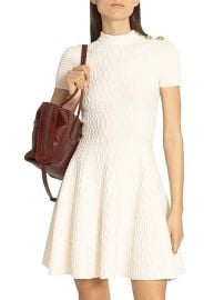 Balmain Croc Embossed Knit Fit And Flare Minidress at Saks Fifth Avenue