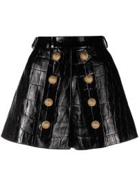 Balmain Croc Embossed Leather Jacket and Shorts at Farfetch