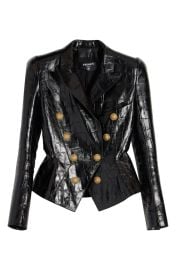 Balmain Croc Embossed Leather Jacket and Shorts at Nordstrom